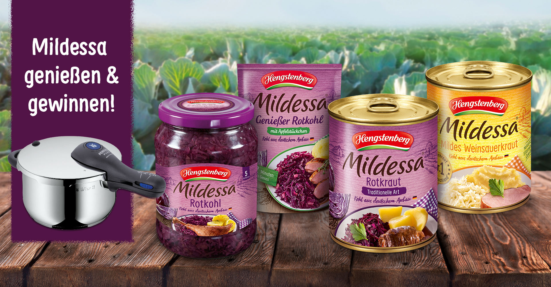 Mildessa Kassenbon-Gewinnspiel Mildessa Sauerkraut und Rotkohlprodukte auf einem Tisch