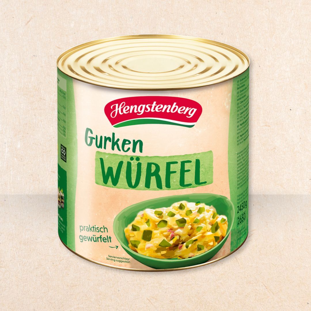 Gurkenwürfel im Großgebinde