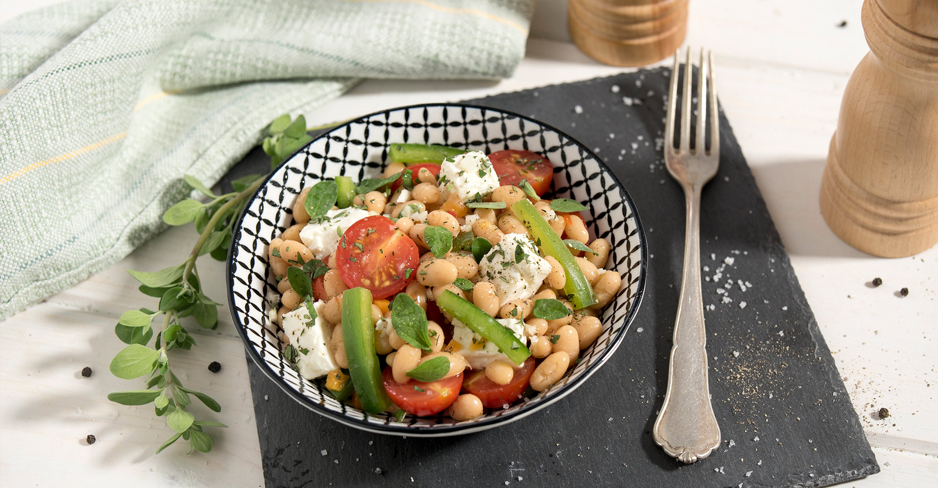 Rezept für einen Bohnen-Schafskäse-Salat