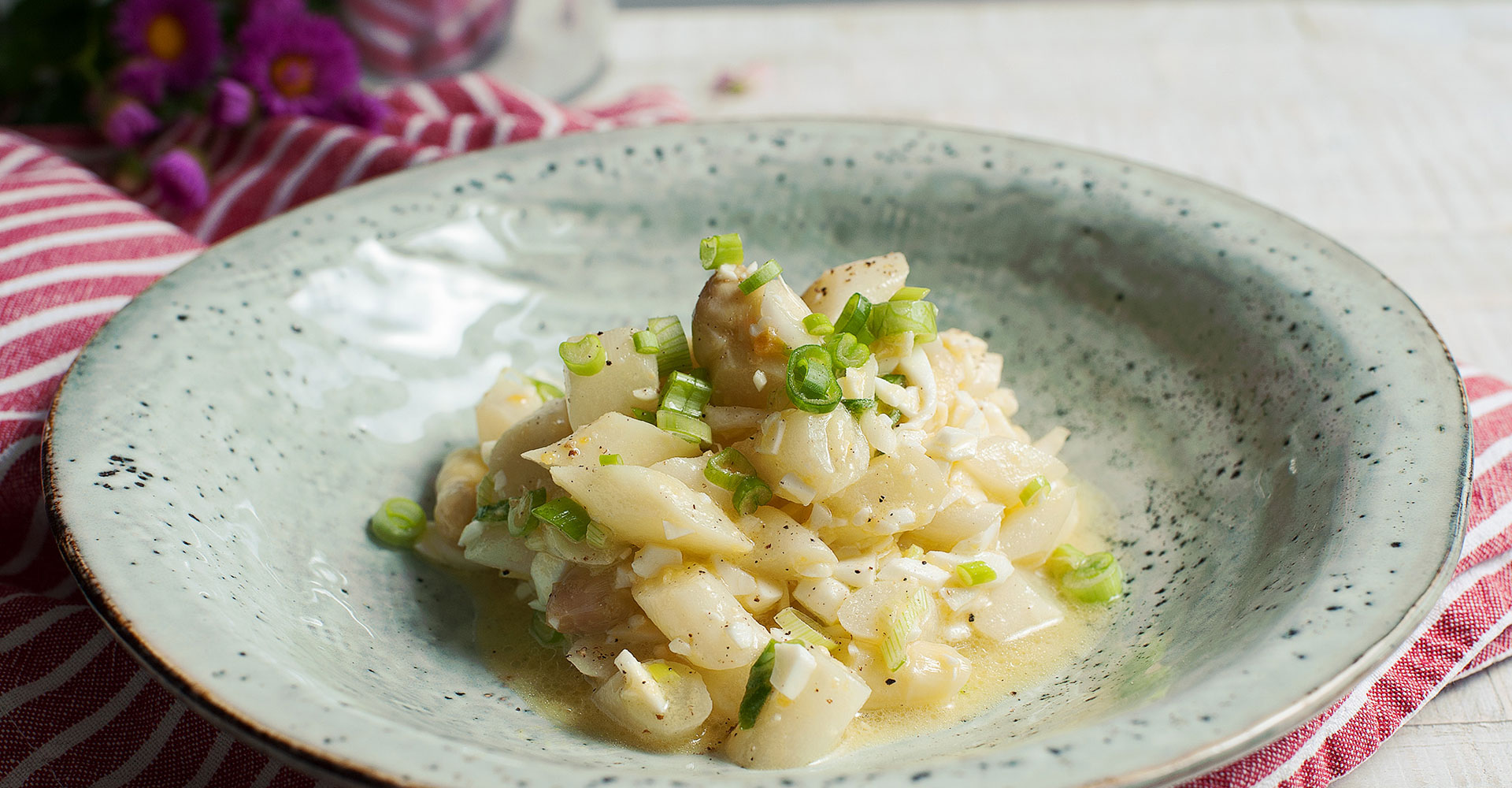 Rezept für königlichen Spargelsalat mit Zitronen-Senf-Dressing